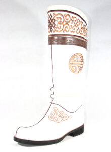 White Boots with Yellow Embroidery