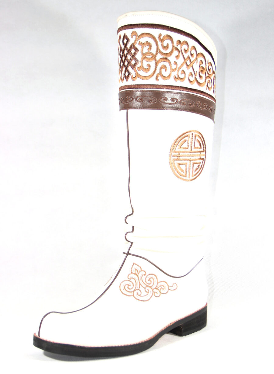 White Curved Boots