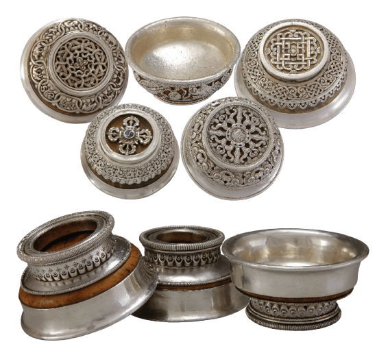 Mongolian Curved Silver Bowls