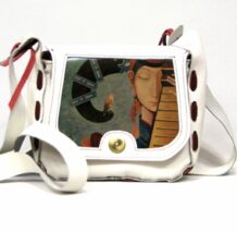 Монгольская маленькая белая сумка с изображением искусства