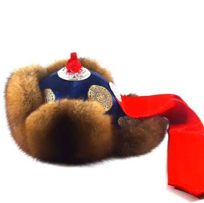 Sable Fur Traditional Style Hat - Yellow | Yellow Sable fur hat, traditional style hat