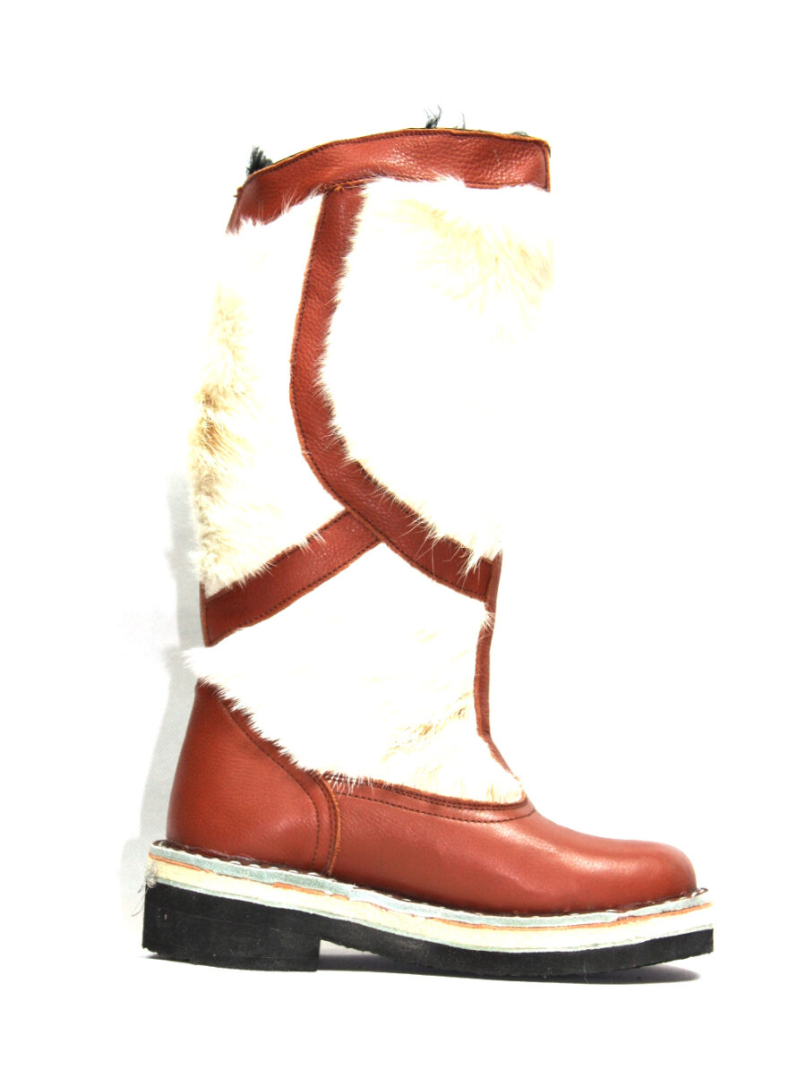 BrownWhite Fur Boots 3