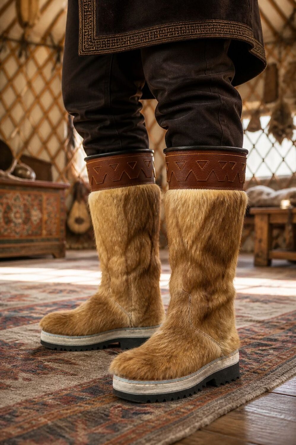 Brown Fur Boots | Mongulai