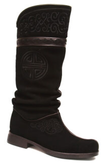 Mongolian Black Boots with Embroidery