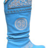 Water Blue | Women Blue Sky Boots With White Embroidery