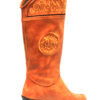 Orange | Women Chestnut Boots With Yellow Stitching