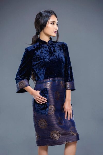 Dark Blue Mongolian Women's Dress 2