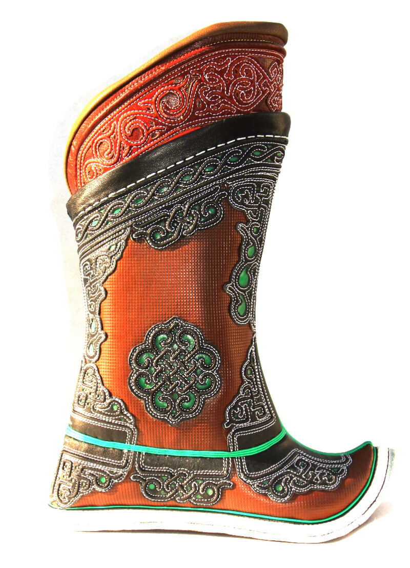 Embroidered Brown Boots with Decorations 52 Pattern 6