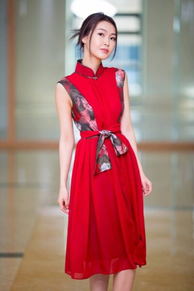 Red Mongolian Women's Dress 2