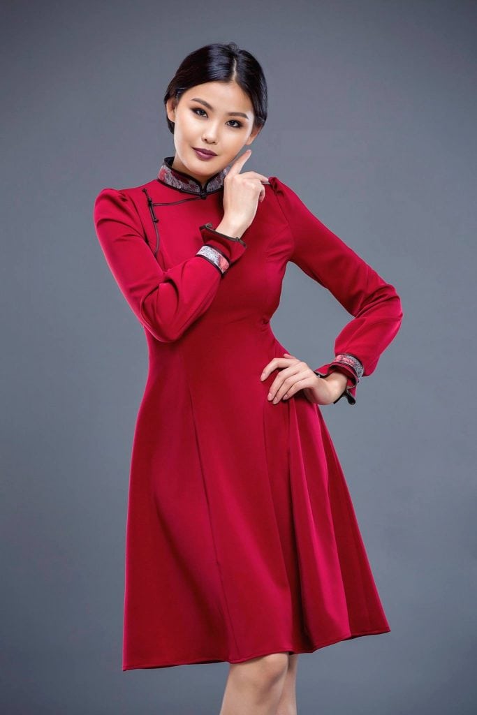 Red Mongolian Women's Dress