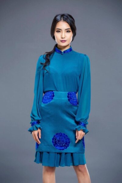 Water Blue Mongolian Women's Dress 2