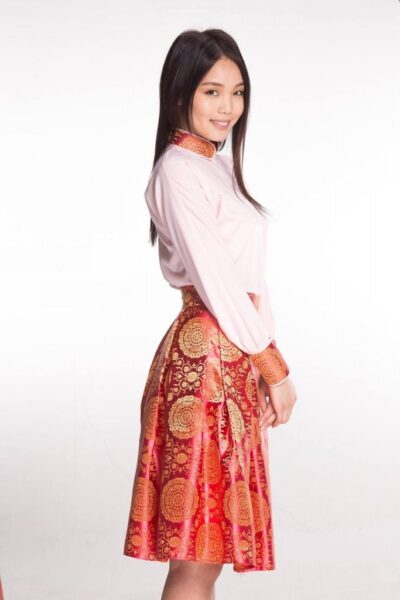 White Mongolian Women's Dress
