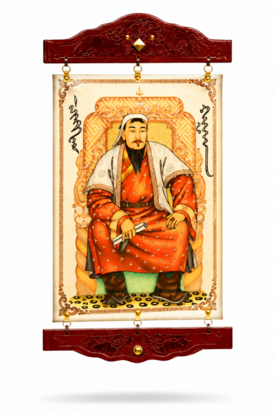 Leather Wall Art with Chinggis khaan
