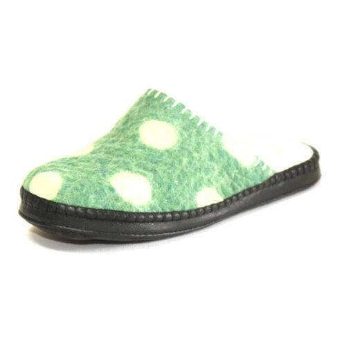 Green Felt Slippers with White Brindle 2