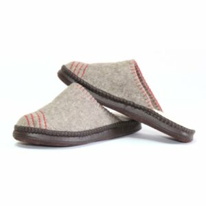 Mongolian Felt Grey Striped Slippers
