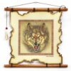 Leather Wall Art with Wolf Small
