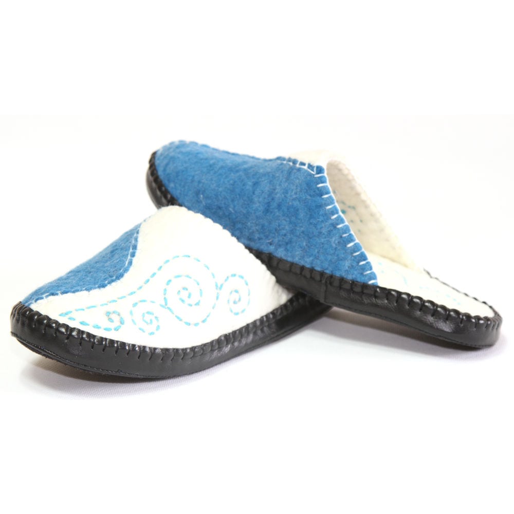 Blue and White Slippers | Mongolian Store