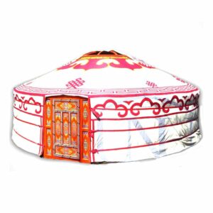 Traditional Yurt Pink Canvas Cover with Cloud Pattern