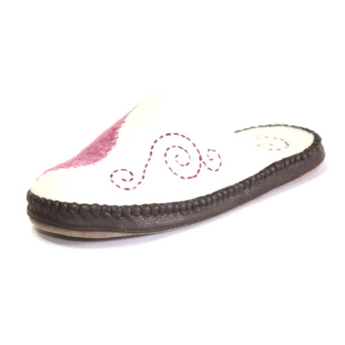 White and Pink Felt Slippers 1 1