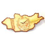Wooden Clock with Mongolian Map's Shape