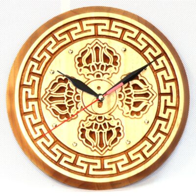 Wooden Clock with Natsagdorj Pattern