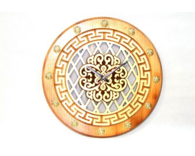 Wooden Clock with Ulzii Pattern