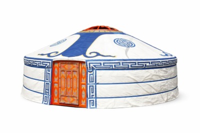 Blue Canvas Cover of Yurt with Water Pattern (Water Resistant)
