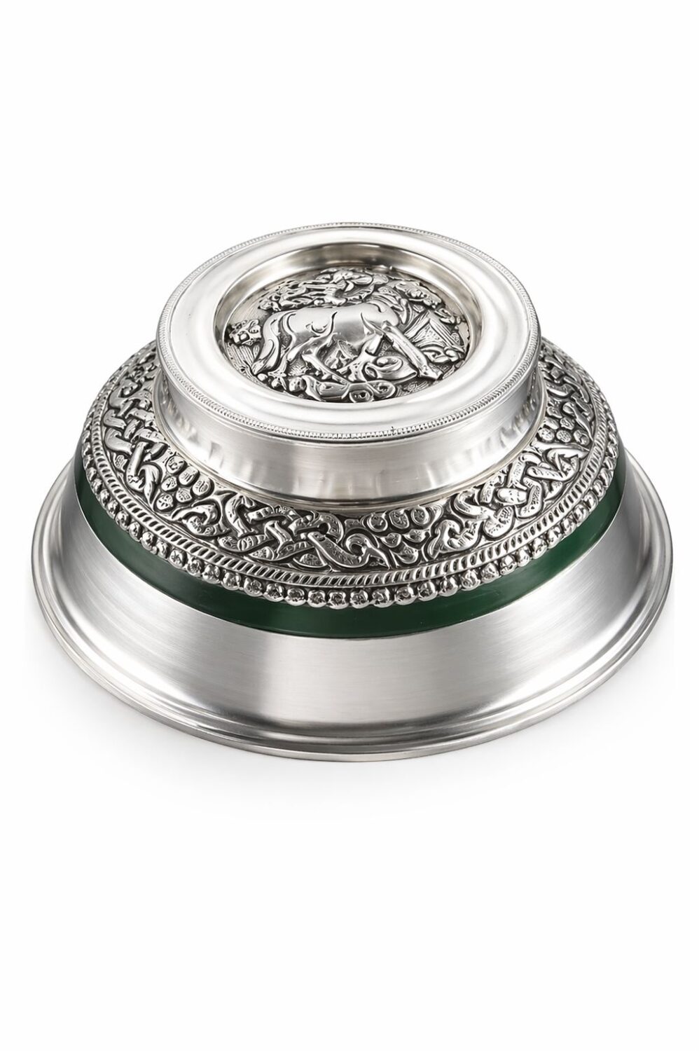 silver bowl green