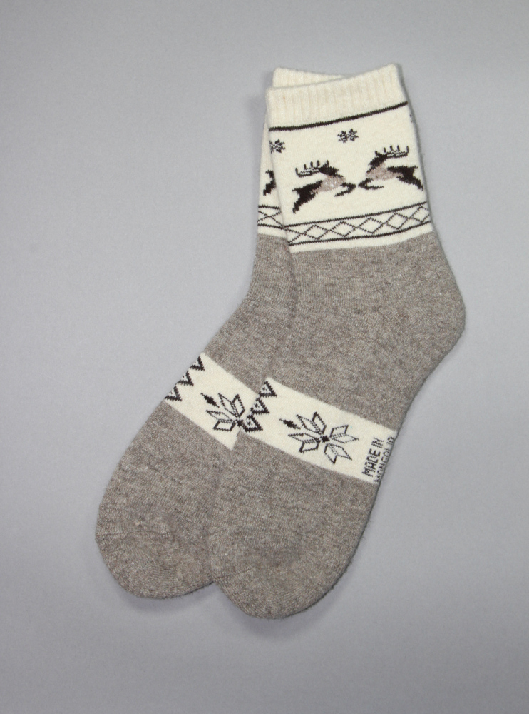 Sheep Wool Socks with Snowflakes