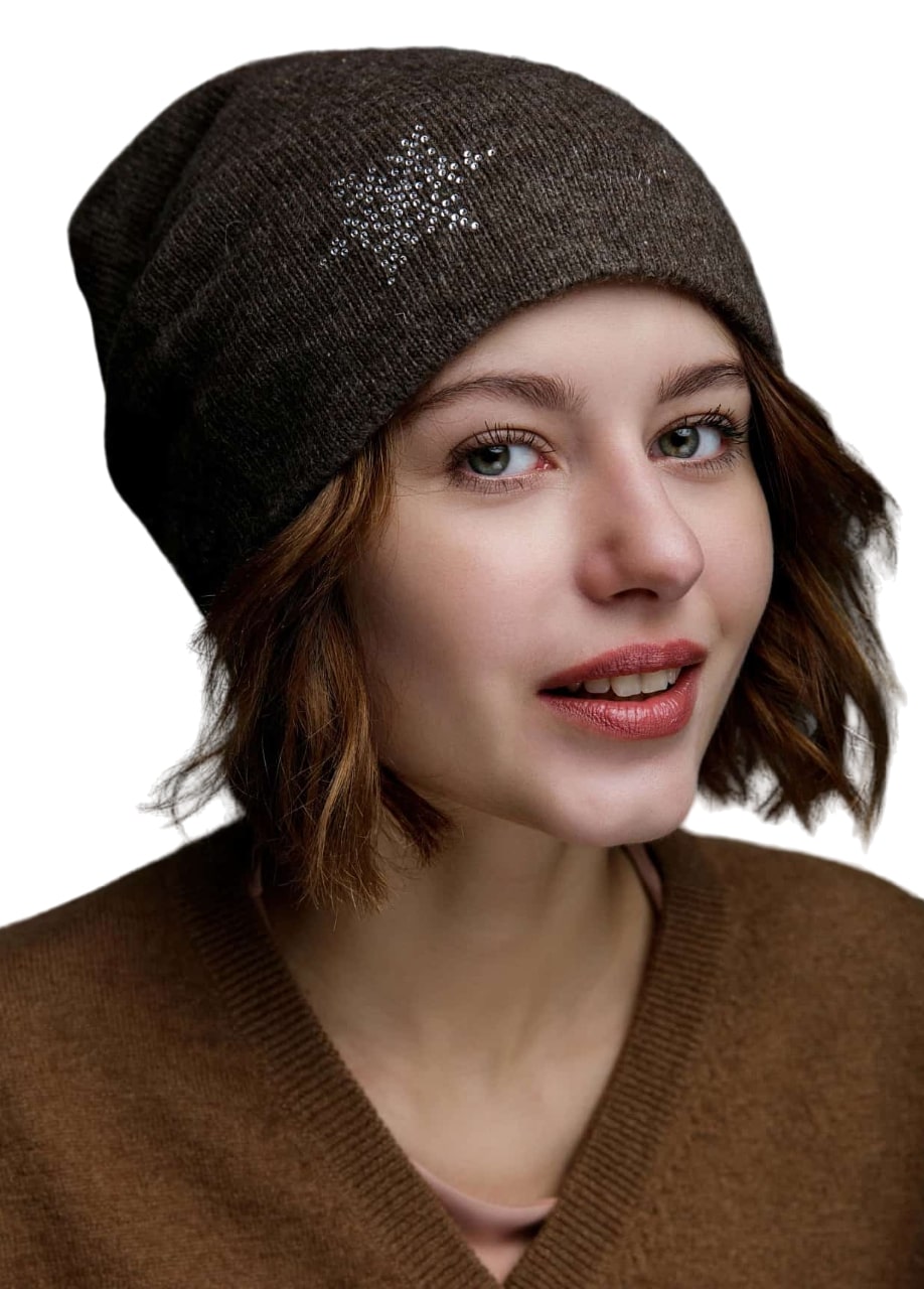 Brown-Woolen-Womens-Hat-With-Snowflake-2