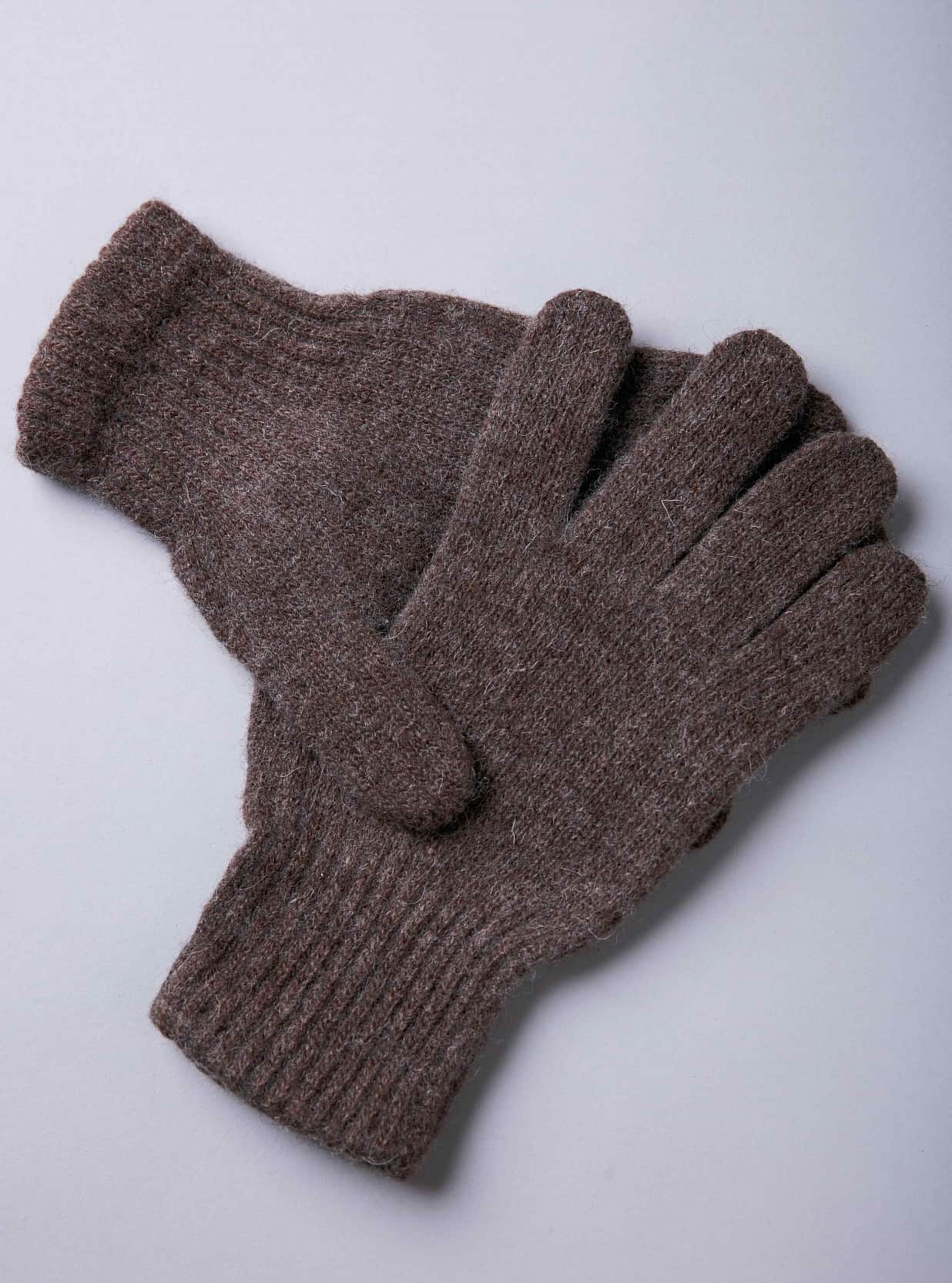 Brown Adult's Yak Wool Gloves - Mongulai