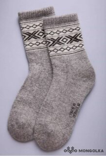 Grey Woolen Sock with White pattern