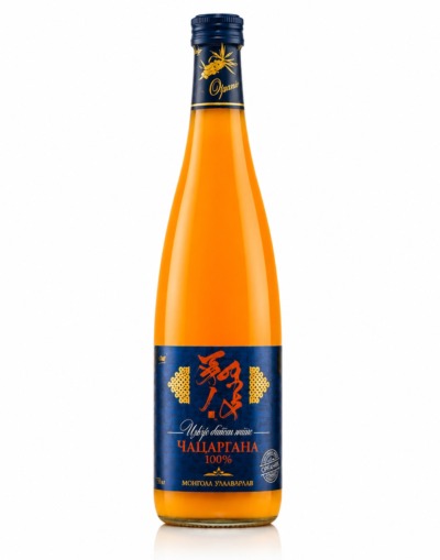 Organic seabuckthorn juice bottle