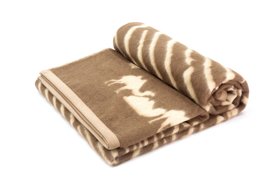 Mongolian Brown Sewn Camel Wool Blanket 