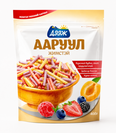 Dried Curd Snack(Aaruul) with Berries