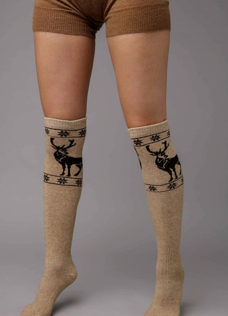 Camel Wool Knee High Socks