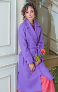 Women's 100% Sheep Wool Purple Coat