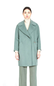 Green wool coat for women