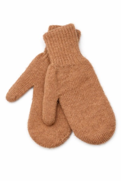 Brown Adult's Camel Wool Mitten (5 pairs)