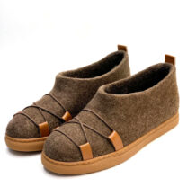 Brown Felt Shoes with Laces