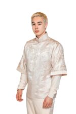 White Men's Deel Shirt with Embroidery