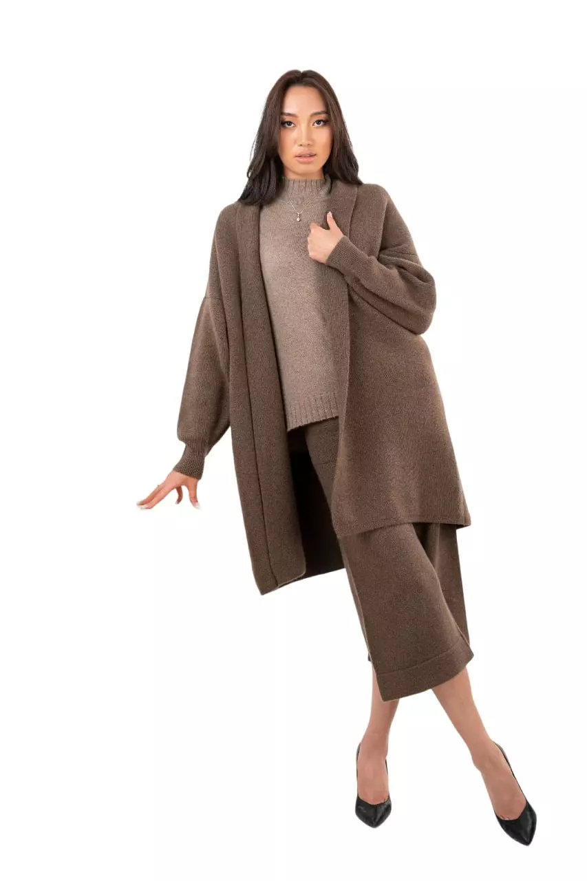 Women's Dark Brown Yak Wool Coat | Mongulai