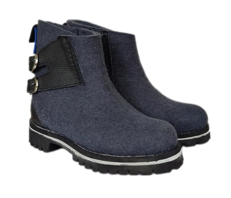 Dark Blue Felt Boots 1