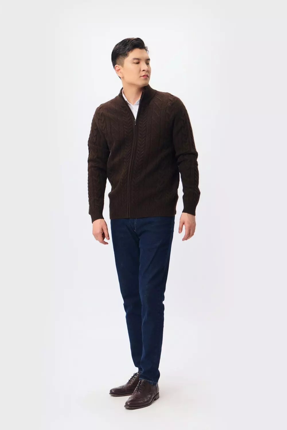 Dark Brown Yak Wool Cardigan | Mongulai