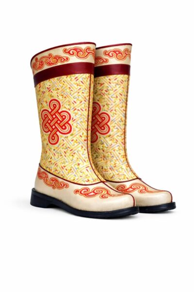 Leather Boots with Red Pattern