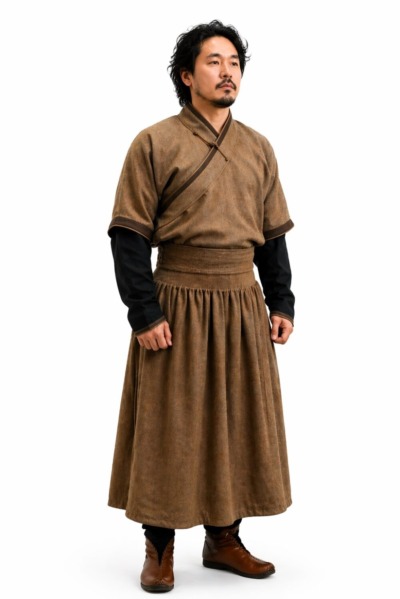 13th Century Beige Cotton Men's Deel