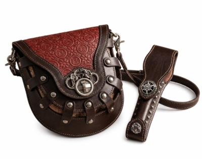Mongolian Leather Crockery & Cutlery Bag
