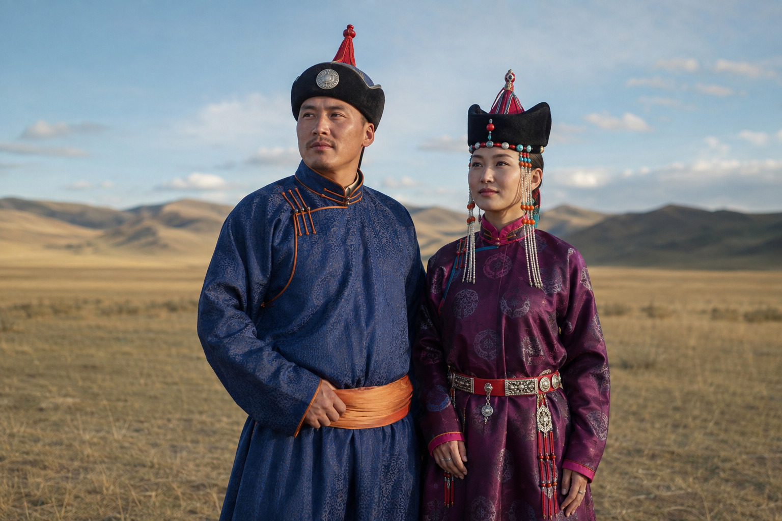 Mongolian traditional clothing with regional deel styles and hats