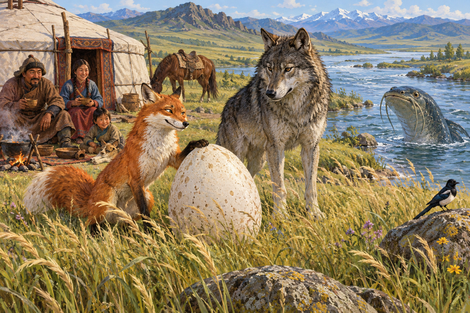10 Dark Mongolian Folk Tales: Tricksters, Spirits and Justice 5 Mongolian animal fable illustration
