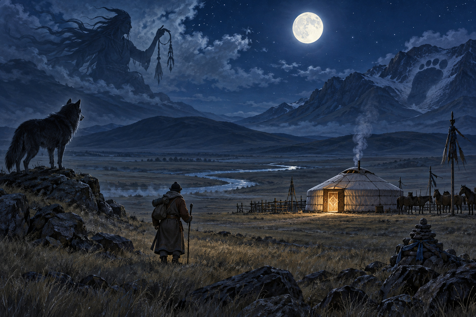 10 Dark Mongolian Folk Tales: Tricksters, Spirits and Justice 4 Supernatural Mongolian folk-tale scene